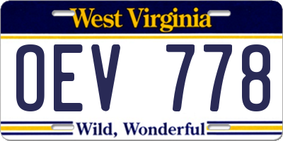 WV license plate OEV778