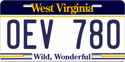 WV license plate OEV780