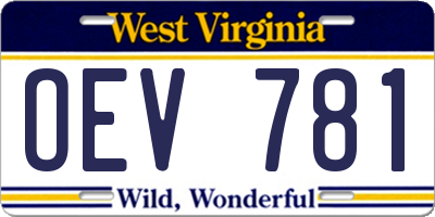 WV license plate OEV781