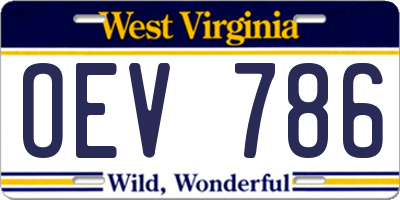 WV license plate OEV786