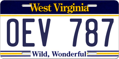 WV license plate OEV787