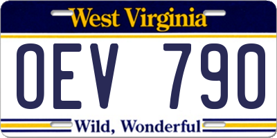 WV license plate OEV790