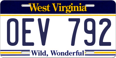 WV license plate OEV792