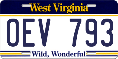 WV license plate OEV793