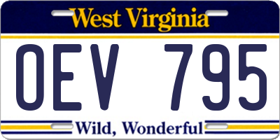 WV license plate OEV795