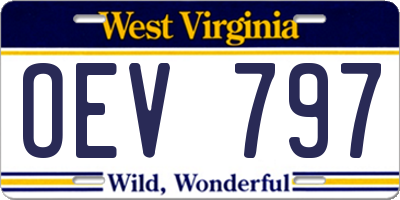 WV license plate OEV797