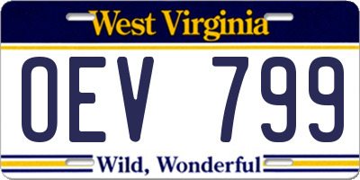 WV license plate OEV799