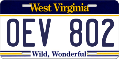 WV license plate OEV802