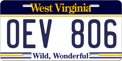 WV license plate OEV806