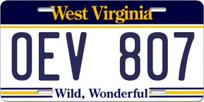 WV license plate OEV807
