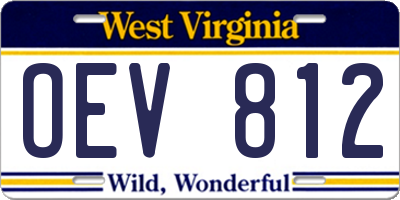 WV license plate OEV812