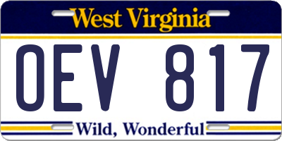 WV license plate OEV817