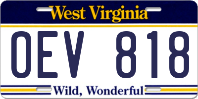 WV license plate OEV818