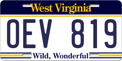 WV license plate OEV819