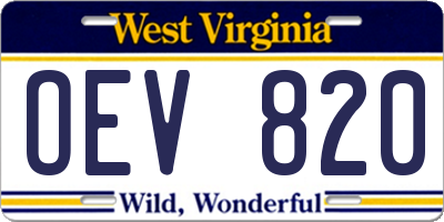 WV license plate OEV820