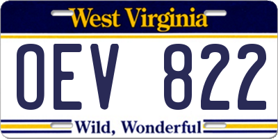 WV license plate OEV822