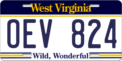 WV license plate OEV824