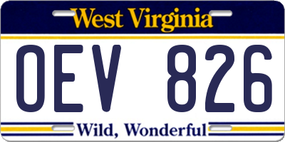 WV license plate OEV826