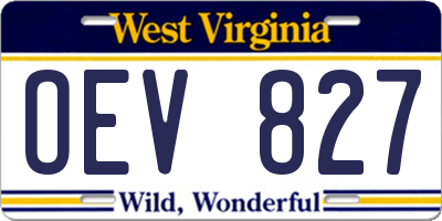 WV license plate OEV827