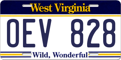 WV license plate OEV828