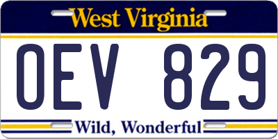 WV license plate OEV829