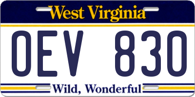 WV license plate OEV830