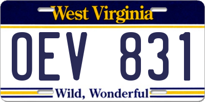 WV license plate OEV831