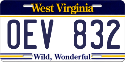 WV license plate OEV832