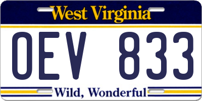 WV license plate OEV833