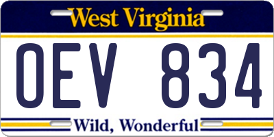 WV license plate OEV834