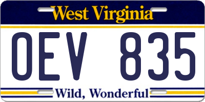 WV license plate OEV835