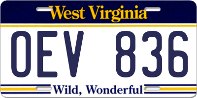 WV license plate OEV836