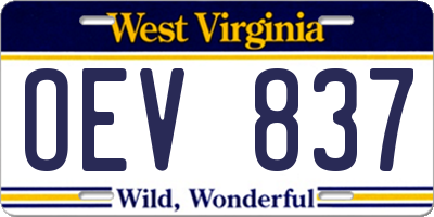 WV license plate OEV837
