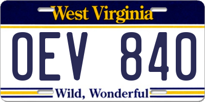 WV license plate OEV840