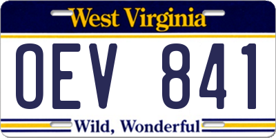 WV license plate OEV841