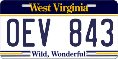 WV license plate OEV843
