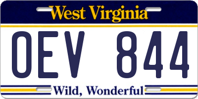 WV license plate OEV844