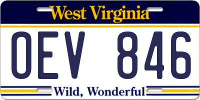 WV license plate OEV846