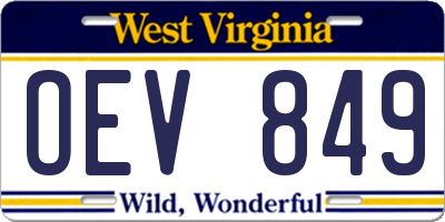 WV license plate OEV849