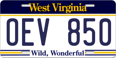 WV license plate OEV850