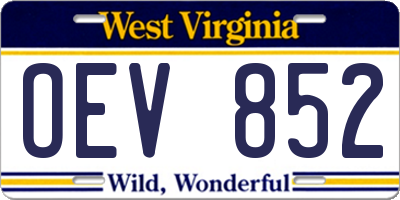 WV license plate OEV852