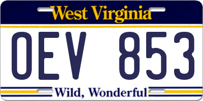 WV license plate OEV853