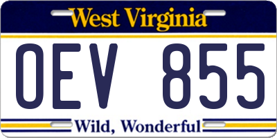 WV license plate OEV855