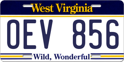 WV license plate OEV856