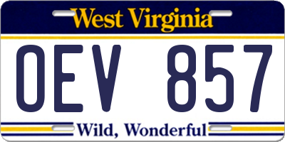 WV license plate OEV857