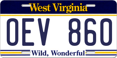 WV license plate OEV860