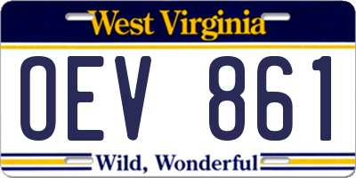 WV license plate OEV861