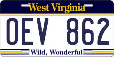 WV license plate OEV862