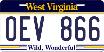 WV license plate OEV866