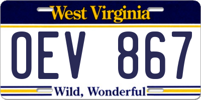 WV license plate OEV867
